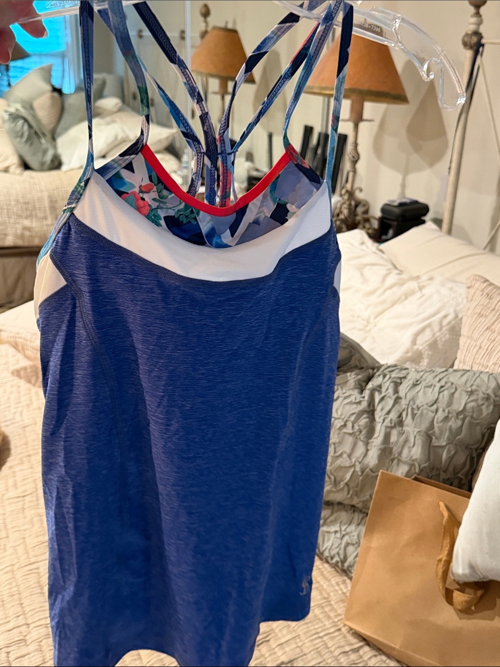 Women’s Blue Strappy Athletic Tennis Tank Top & skort set